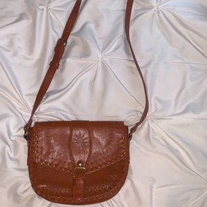 Brown leather detailed crossbody Purse